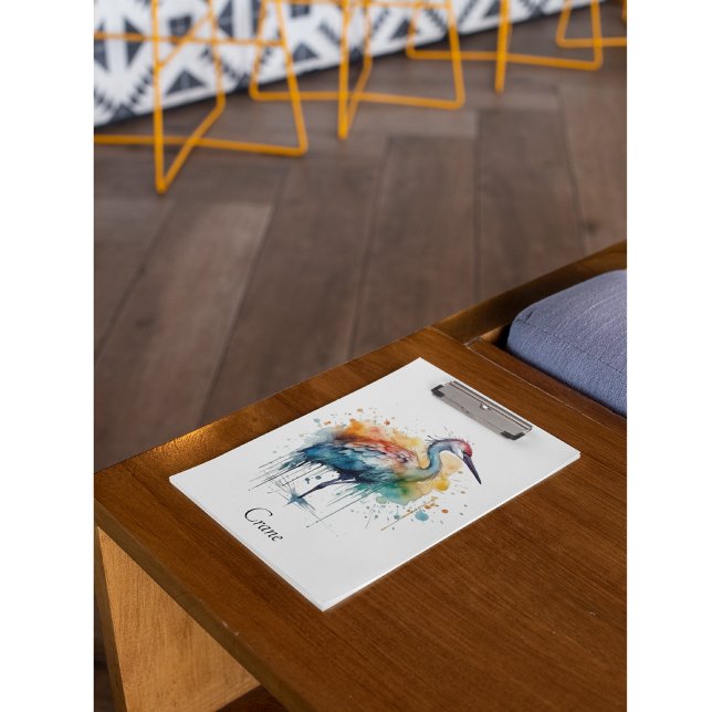 Graceful Crane: Watercolor Art, cusom Clipboard (Creator Uploaded)