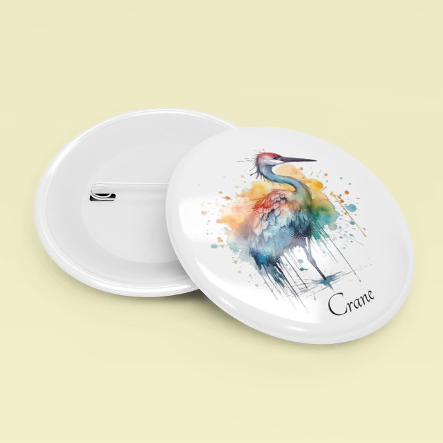 Graceful Crane: Watercolor Art, custom 6 Cm Round Badge (Creator Uploaded)