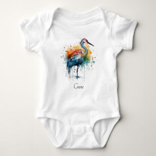 Graceful Crane: Watercolor Art, custom Baby Bodysuit