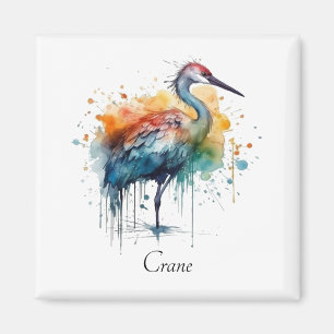 Graceful Crane: Watercolor Art, custom Magnet