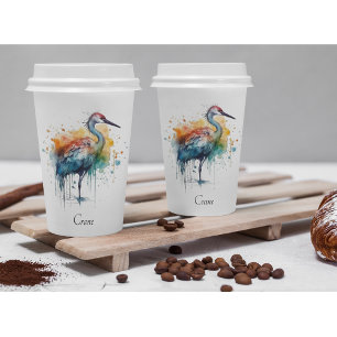 Graceful Crane: Watercolor Art, custom  Paper Cups