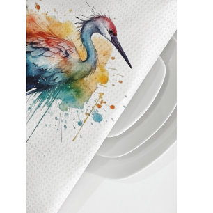 Graceful Crane: Watercolor Art, custom Tea Towel
