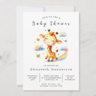 Graceful Custom Giraffe Baby Shower Invitation