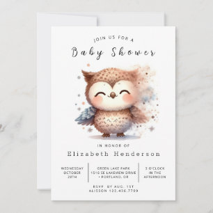 Graceful Custom Owl Baby Shower Invitation