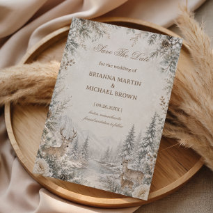 Graceful Deer Beside Winter River Save The Date