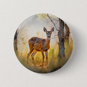 Graceful Deer in the Forest Nature Design 6 Cm Round Badge