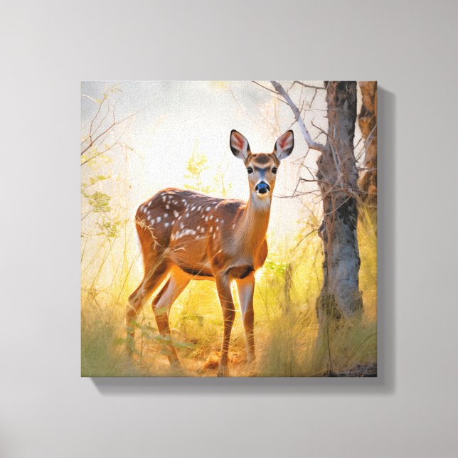 Graceful Deer in the Forest Nature Design Canvas Print (Front)
