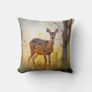 Graceful Deer in the Forest Nature Design Cushion