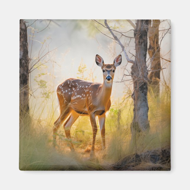Graceful Deer in the Forest Nature Design Magnet (Front)