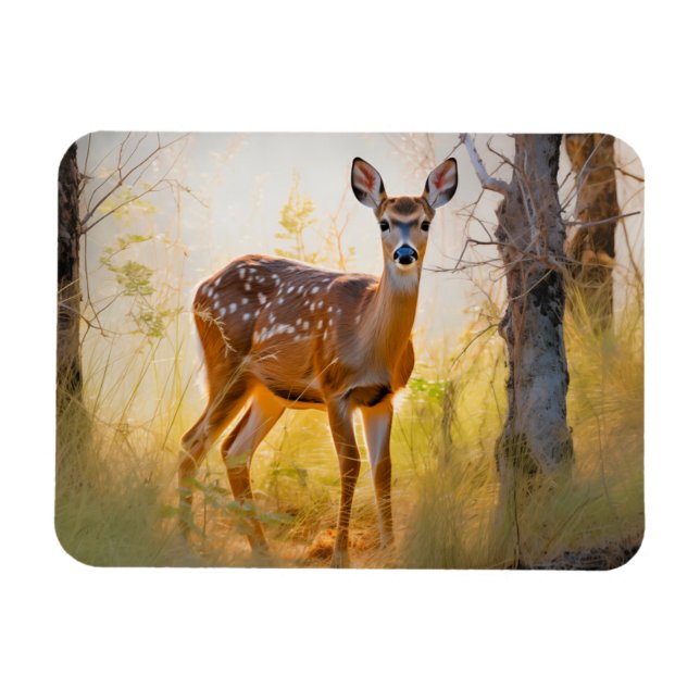 Graceful Deer in the Forest Nature Design Magnet (Horizontal)
