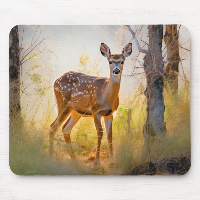 Graceful Deer in the Forest Nature Design Mouse Mat (Front)