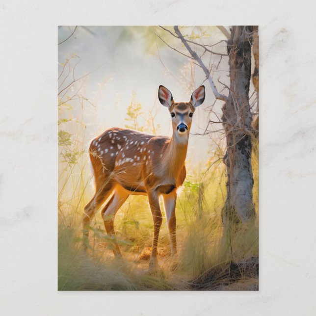Graceful Deer in the Forest Nature Design Postcard (Front)