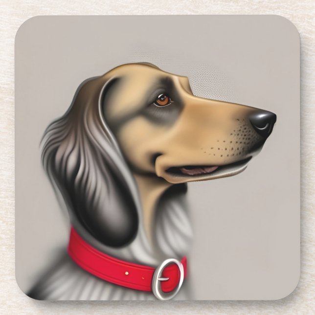 Graceful Dog With Red Collar Posed Sideways Coaster (Front)