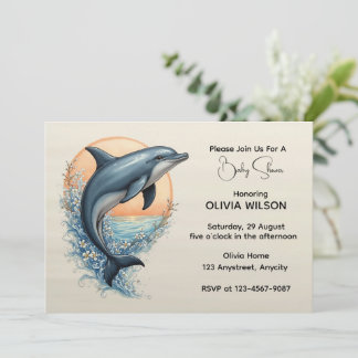 Graceful Dolphin at Sunset Invitation