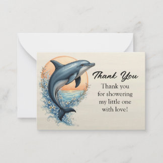 Graceful Dolphin at Sunset Thank You Card