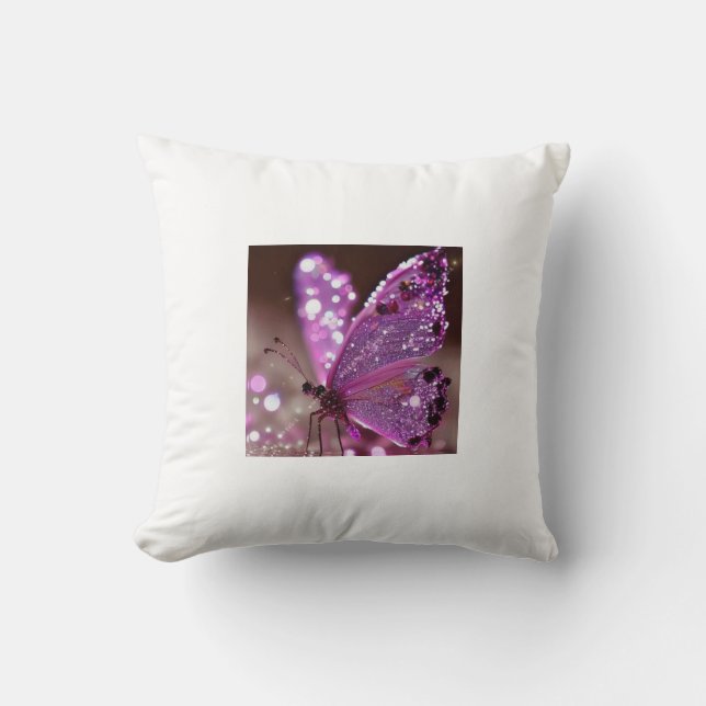 Graceful Dreams The Enchanting Purple Butterfly. Cushion (Front)