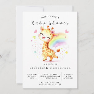 Graceful Editable Giraffe Baby Shower Invitation