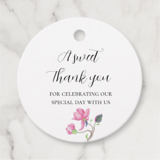 Graceful Elegant Pink Magnolia Garden Favour Tags