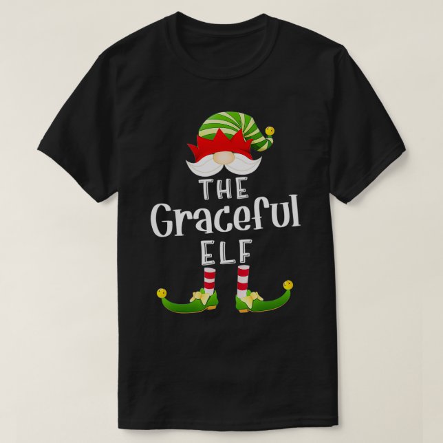 Graceful Elf Group Christmas Funny Pajama Party  T-Shirt (Design Front)