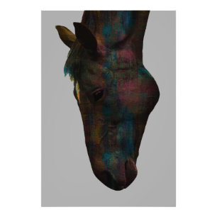 Graceful Equine Sip: Colourful Horse Head Design Photo Print