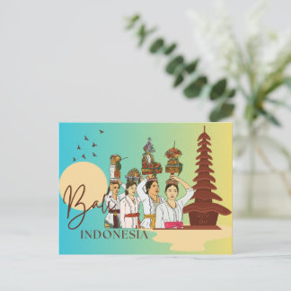 Graceful Essence: Balinese Woman Postcard