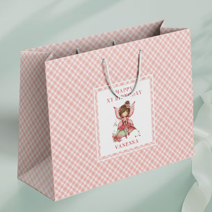 Graceful Fairy Girl Blush Floral Birthday Gift Bag