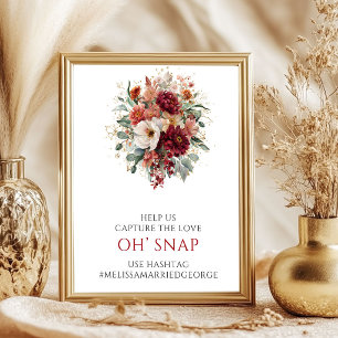 Graceful Fall Burgundy Floral Oh Snap Tabletop Poster