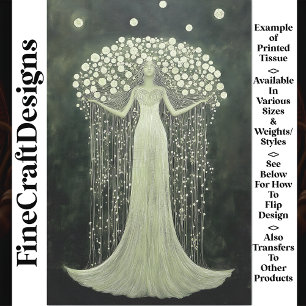 Graceful Female Floral Green Gown V6 Decoupage Tissue Paper