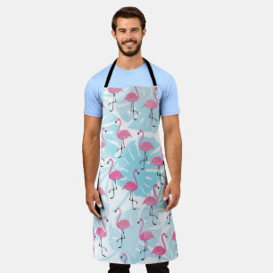 Graceful flamingos and monstera leaves apron