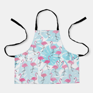 Graceful flamingos and monstera leaves apron