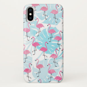 Graceful flamingos and monstera leaves iPhone x case