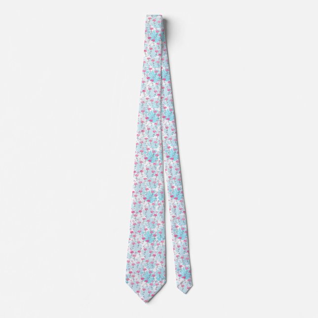 Graceful flamingos and monstera leaves tie (Front)