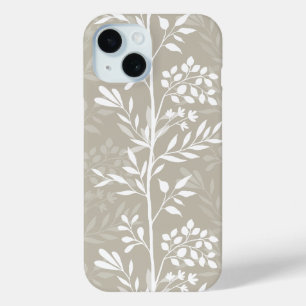 Graceful Floral Neutral Beige Minimal Chic iPhone 15 Case