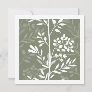 Graceful Floral Silhouette Olive Sage Minimal Card