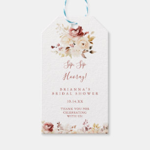 Graceful Floral Sip Sip Hooray Bridal Shower Gift Tags