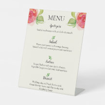 Graceful Floral Wedding Menu