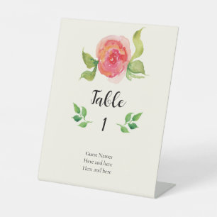 Graceful Floral Wedding Table Number Pedestal Sign