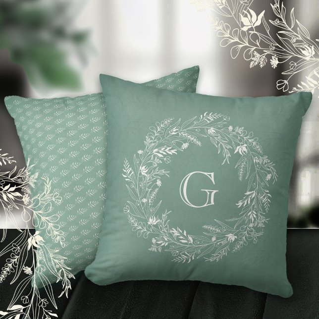Graceful foliage circle featuring letter G Cushion (Creator Uploaded)
