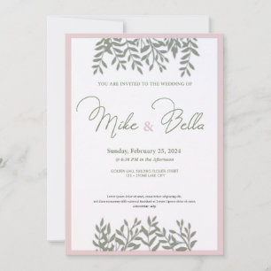 Graceful Garden Soiree in Sobar Pink Framed Bliss Invitation