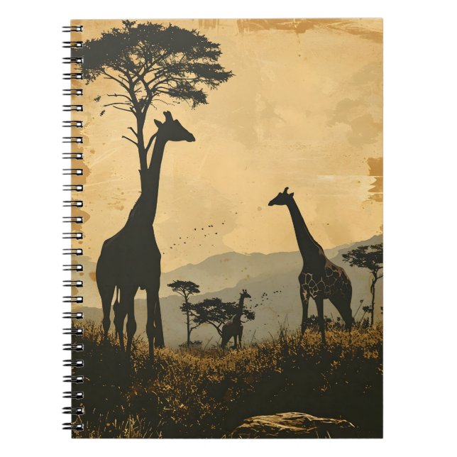 Graceful Giants: Vintage Giraffes Postcard Notebook (Front)