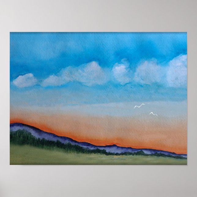Graceful Glowing Sunset Hills Poster (Front)