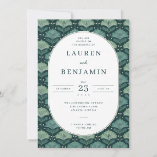 Graceful Green Floral Pattern Invitation