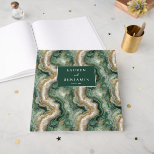 Graceful Green Marble Design Guest Book