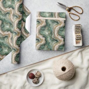 Graceful Green Marble Pattern Wrapping Paper