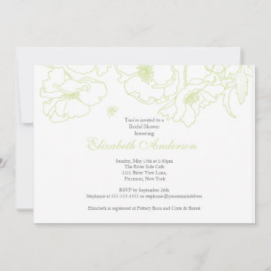 Graceful Green Poppy Floral Bridal Shower Invite