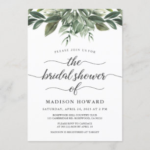Graceful Greenery Bridal Shower Invitation