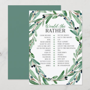 Graceful Greenery Bridal Would She Rather Card