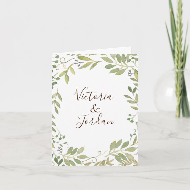Graceful Greenery Folded Thank You Card (Front)