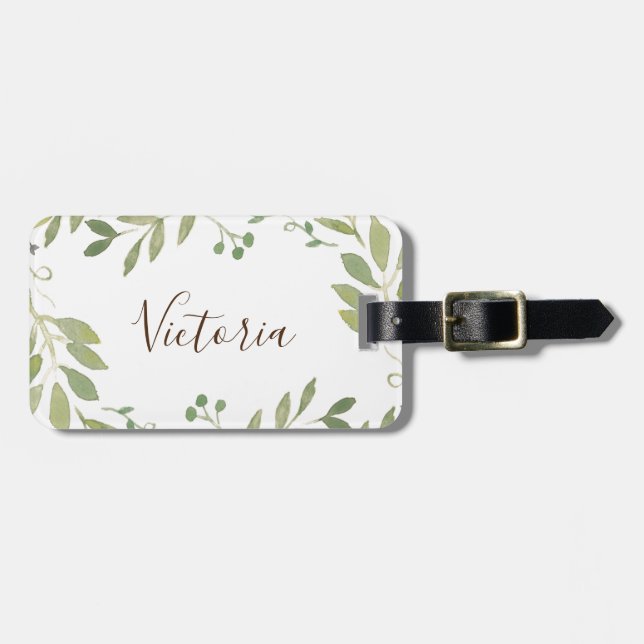 Graceful Greenery Luggage Tag (Front Horizontal)