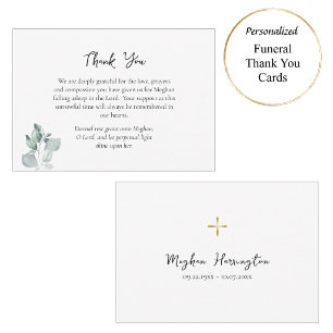 Graceful Greenery Orthodox Christian Memorial Thank You Card
